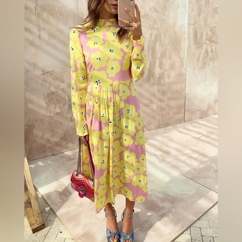 NEVER FULLY DRESSED Pink Floral Swedish Midi